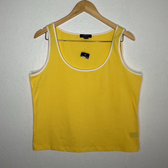 Champs Tops - Vintage Champs Buttery Yellow Preppy Tank Top Collegiate Athletic Style Size L